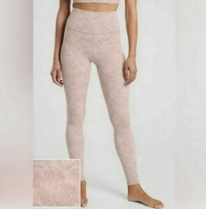 Athleta Elation Textured Tight Leggings in Light Pink Floral Design Size Small